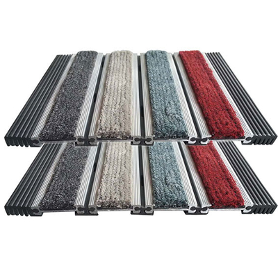 Karpet pintu masuk aluminium 10mm yang dapat disesuaikan dengan bahan sisipan sikat nilon